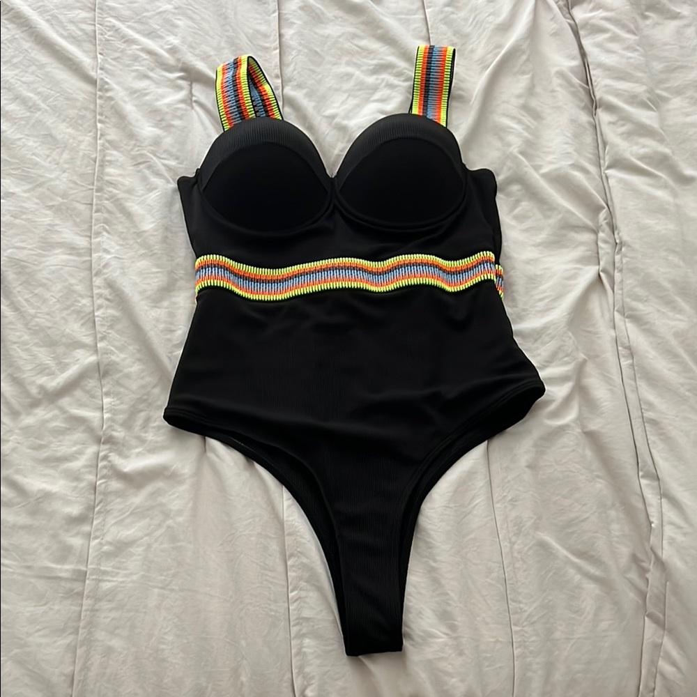 SHEIN Black One Piece Swimsuit with Classic Design